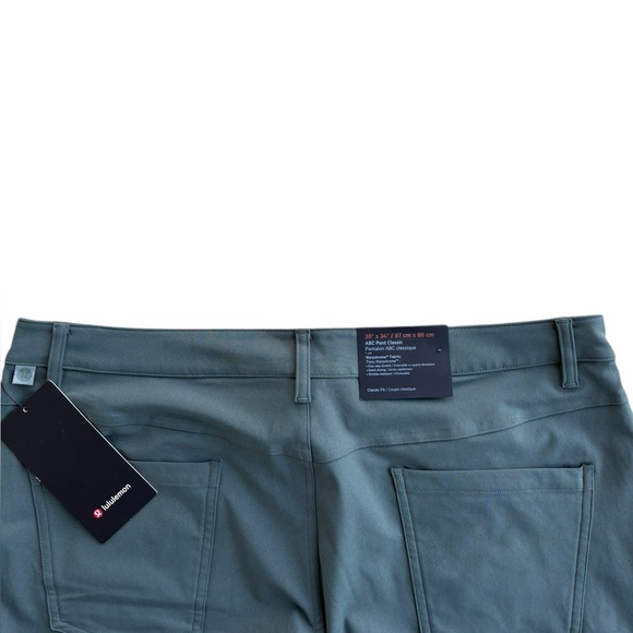 NWT Lululemon Men’s ABC Warpstreme Classic Fit Pants Dark Forest 38x34 - Picture 5 of 5